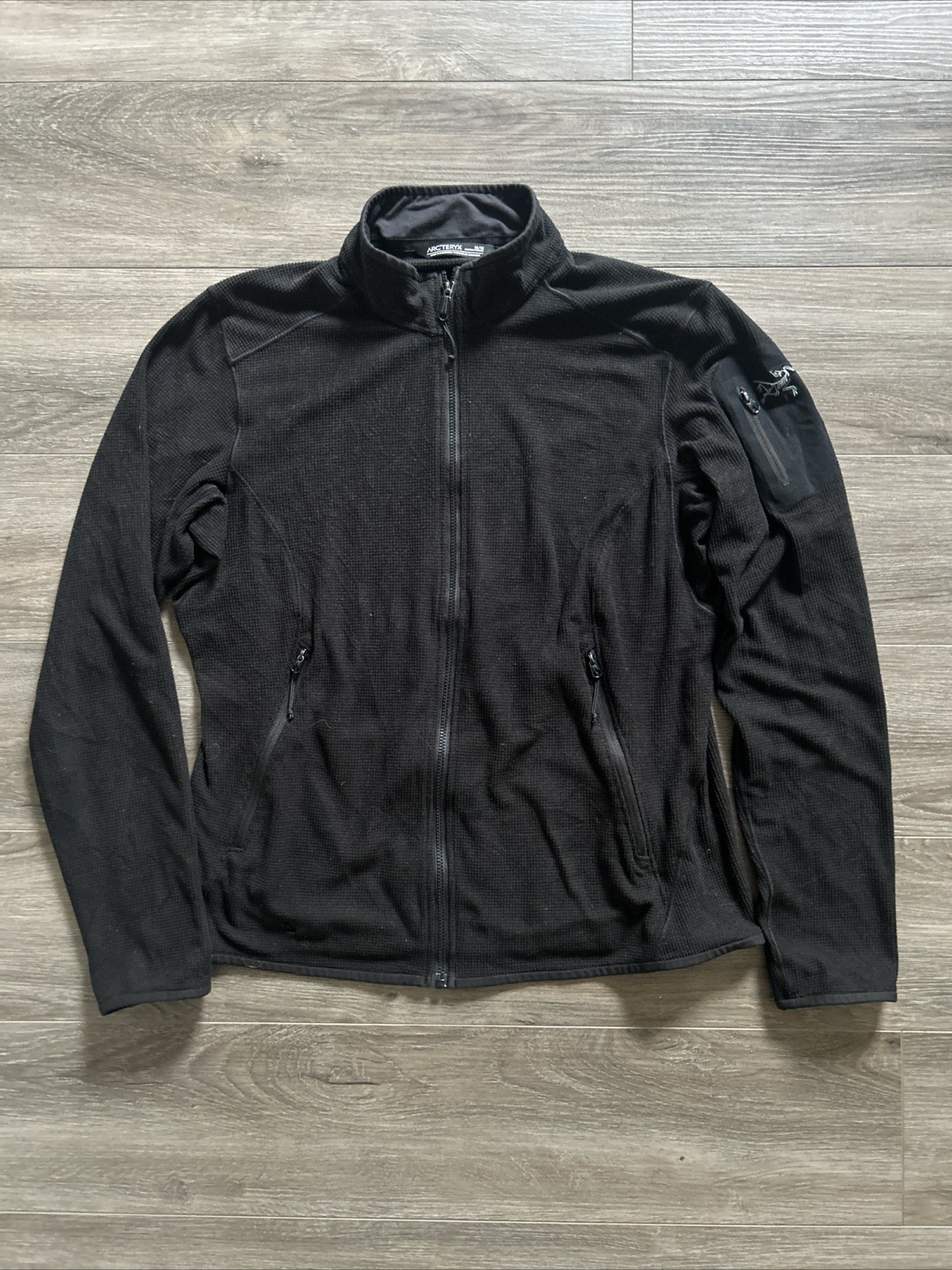 Arcteryx Women’s Medium Delta LT Zip Black Polartec Waffle Grid Full Zip Thermal