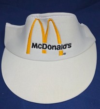 McDonald's Logo White Cotton Visor w/Adjustable Buckle NEW Vintage