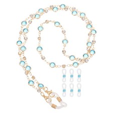 Glasses Chain, 75cm Rhinestones Eyeglasses Strap with 6 End for Women,Light Blue