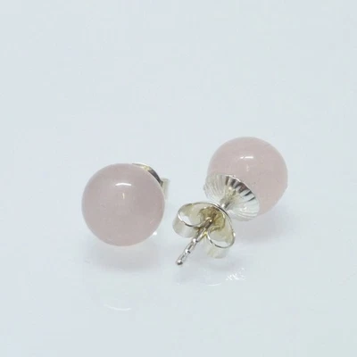 Ohrstecker Rosenquarz Kugel Rosa Silber 925 Gold 4mm 6mm 8mm 10mm - Bild 1 von 3