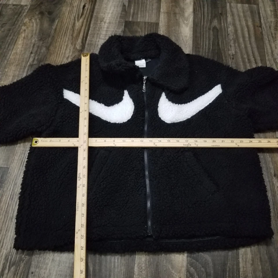 Nike Mujer Doble Swoosh Sherpa Cremallera Completa Talla Pequeña Negro/Blanco  Foto 3 de 4