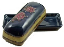 MARA STONEWARE COLLECTION - Covered Butter Collectible Serving Dish - Animals...