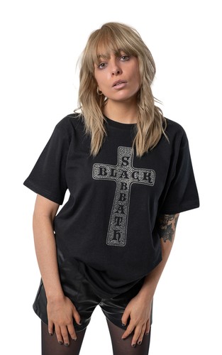 Black Sabbath T-Shirt Diamante Cross Band Logo Neu Official Unisex Schwarz