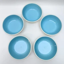TST Chateau Buffet 6” Bowls - White & Turquoise - Set of 5 - Minor Imperfections
