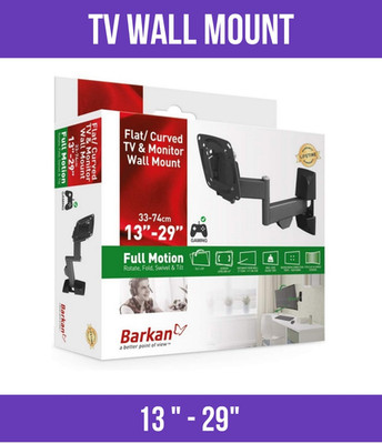 Barkan 13''-29'' Full Motion TV Wall Mount, Holds 33lbs,4 Movement Flat / Curved