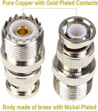 2PCS BNC to UHF PL259 SO-239 RF Coaxial Adapter Set Male/Female Connector Kit