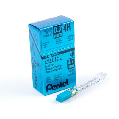 Pentel Super Hi-Polymer Lead Refill, (0.7mm) 12 Count (Pack of 1), Black 
