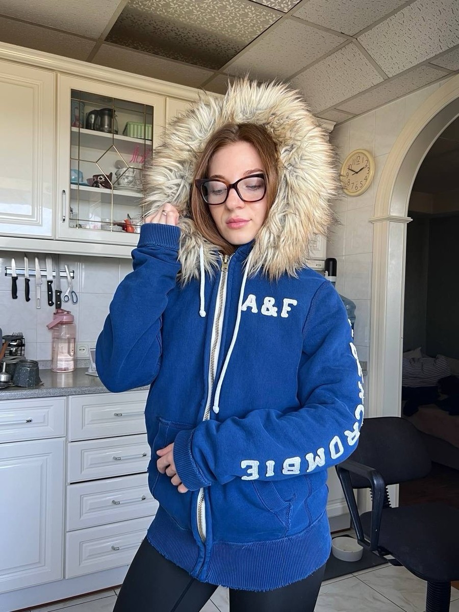 Abercrombie Fitch Fur Fuzzy Full Zip Hoodie Y2K LGB Hype Style