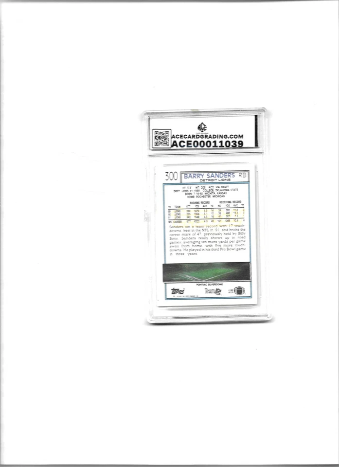 Topps Gold Barry Sanders #300 1992 Salón de la fama Calificado 9 ¡Como nuevo! Foto 2 de 2