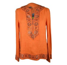 Tory Burch Top Tunic Orange w/ Diamante Trim 2 nwt