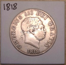 1818 King George III Small Head Half Crown Great Condition 13.7g Sterling Silver