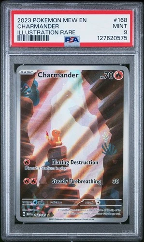 2023 Pokémon MEW EN Charmander Illustration Rare SV151 168/165 PSA 9 MINT Holo