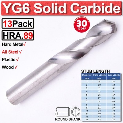 YG6 Hartmetall Vollhartmetall Stummel Länge Spiralbohrer Bit für Stahl Metall