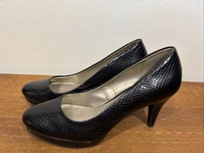 Bandolino Black Snakeskin 3" heels pump block slip on shoes.  807myone. Classic