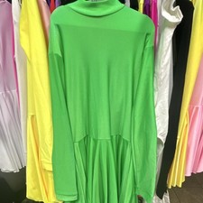 Long Sleeve Adult Dance Leotard Dress High Neck Green Pink Yellow