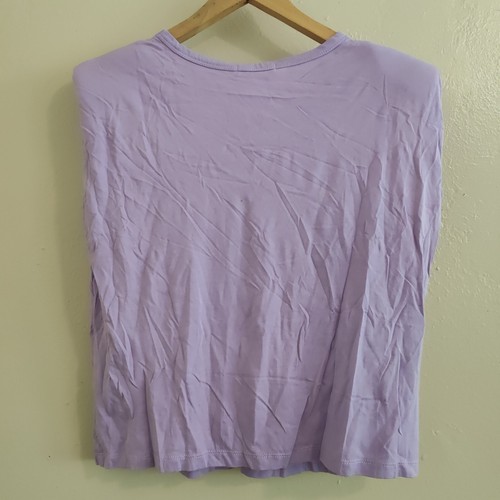 Shoe Dazzle Woman's Padded Shoulder T-shirt Size S Lavender - Picture 7 of 7
