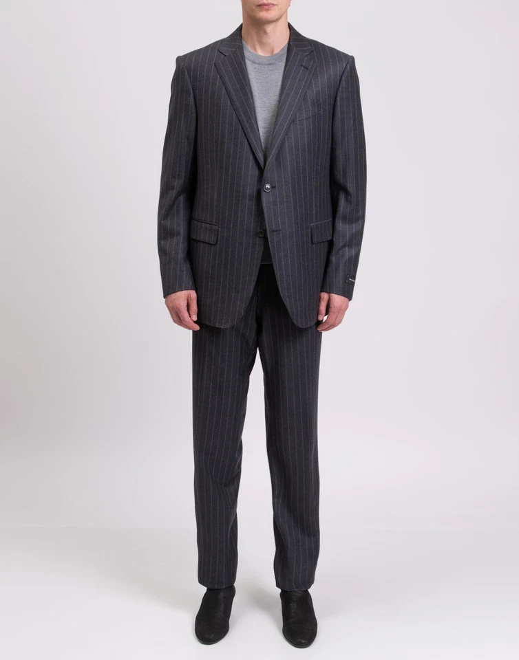 RRP€3200 ZEGNA Cashmere & Wool Suit IT58 US48 2XL Pinstripe Grey Made in Italy - Image 3 of 4
