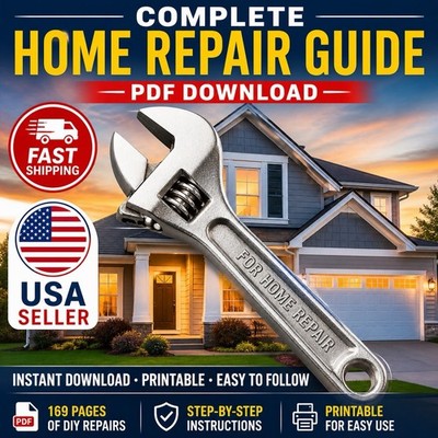 Ultimate Home Repair Guide (PDF) DIY Fix Plumbing, Electrical, Walls, Fast Shipp