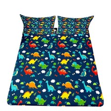 Dinosaur Fitted Sheet Queen Size Kids Bedding Set Cartoon Dinosaur Fitted She...