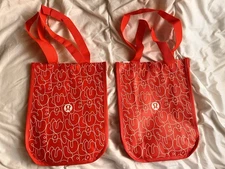 Lululemon Reusable Shopper Red Small Tote Yoga Bag LOT OF 2