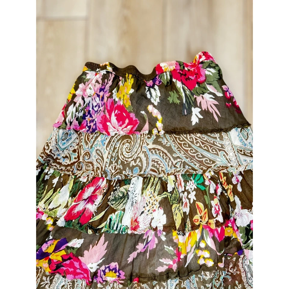 Maxi Falda Solitaria Los Ángeles En Niveles Boho Patchwork Floral Estampado Paisley M Foto 4 de 4