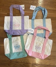 TRADER JOE'S 4X MINI PASTEL CANVAS TOTE BAG, NEW SPRING PASTEL COLORS 4 BAGS SET