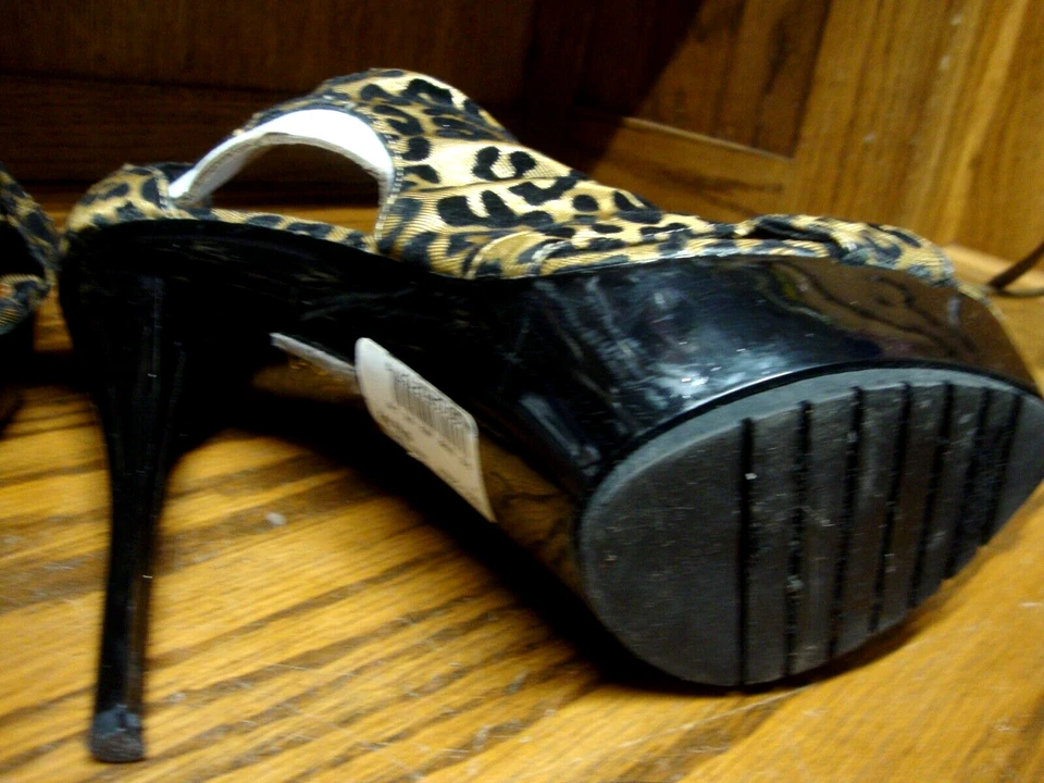 Tacones Promise Leopardo Tono Dorado Imitación Gamuza Stiletto ~ Correa para el Tobillo ~ Fiesta Club 329 Foto 4 de 4