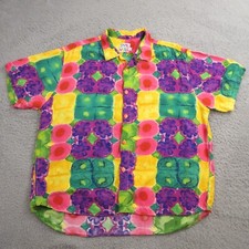 Vintage Jams World Mens Hawaiian Shirt size XL Floral Patchwork Tropical