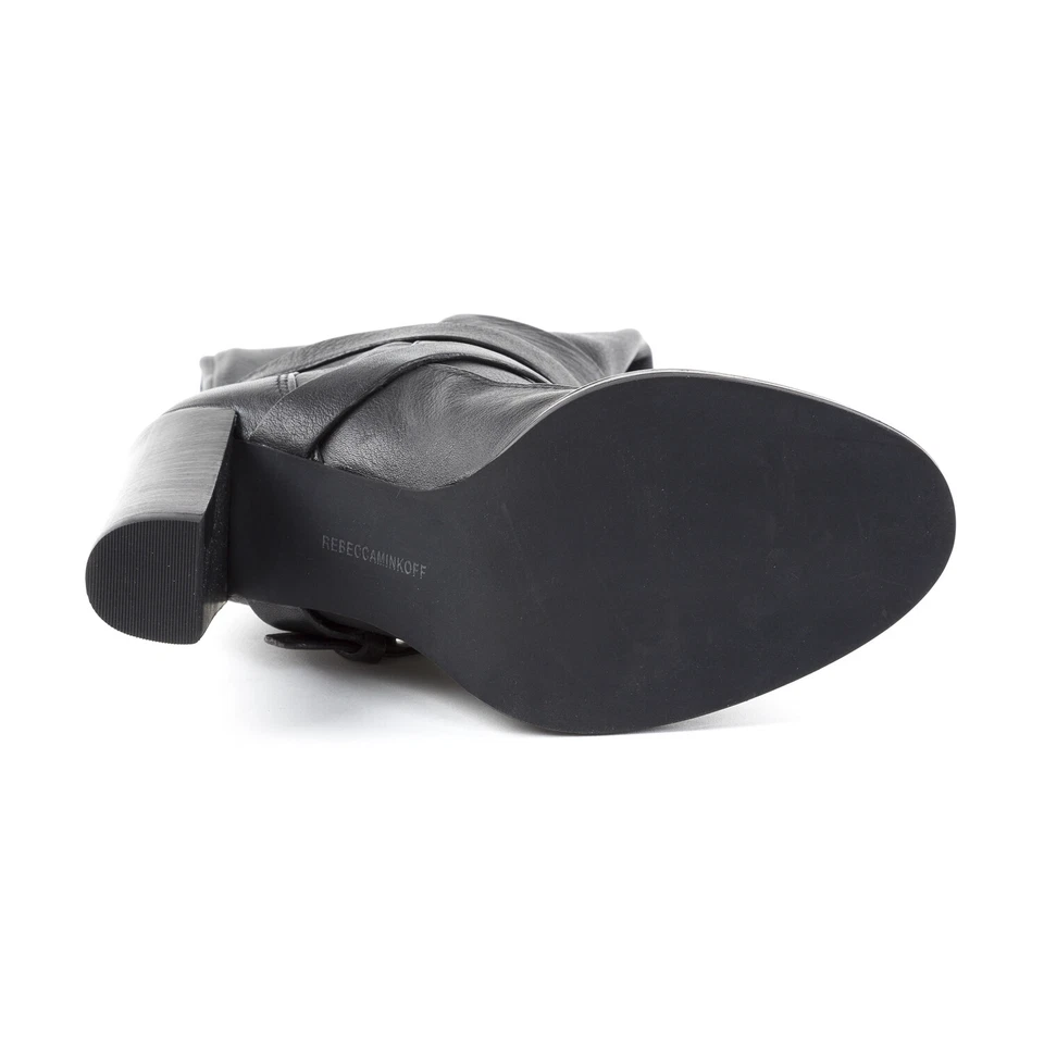 REBECCA MINKOFF 女式 Billie 黑色皮革及膝靴,尺寸 5.5 $425 全新带盒 — 第 3/3 张图片