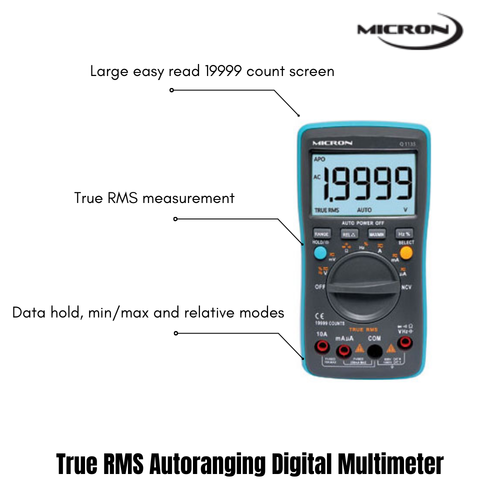 Micron True RMS Autoranging Digital Multimeter Measurement Large Easy ...