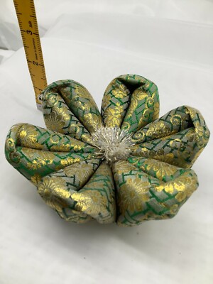 Bol Chantant Bouddhiste Japonais Vintage - Couleur Vert/or, Hauteur 9.5 Cm, Occasion