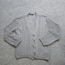 Zara Sweater Womens Size Medium Gray Cardigan Cable Knit Angora Casual Grandma