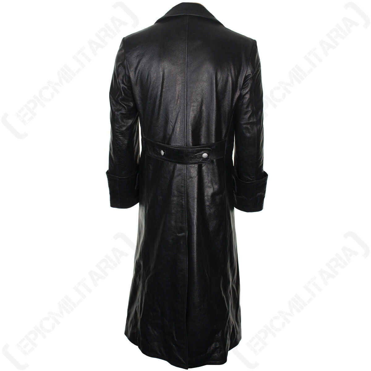 German Officer Leather Great Coat - WW2 Repro Black Leather German Officer Leather Great Coat - WW2 Repro Black Leather
