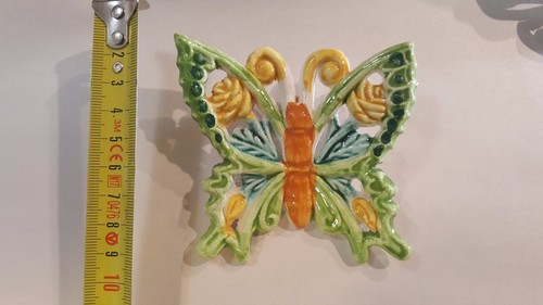 Farfalla ceramica artistica da muro Vietri 9cm verde Pottery butterflies - Picture 2 of 2