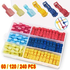 240PCS 22-10 AWG Insulated T-Tap Quick Splice Wire Terminal Combo Connectors Kit