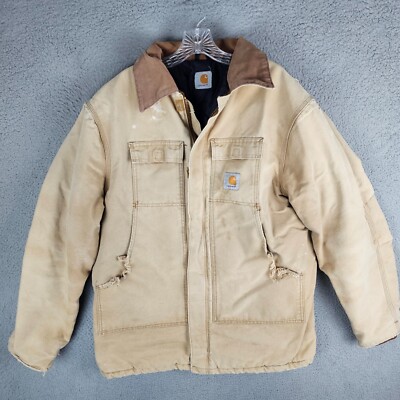 Vintage Carhartt Quilt Lined Barn Jacket Mens Size XL Chore C26 Distressed