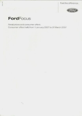 Ford Focus Prices & Optional Extras Early 2007 UK Market Brochure