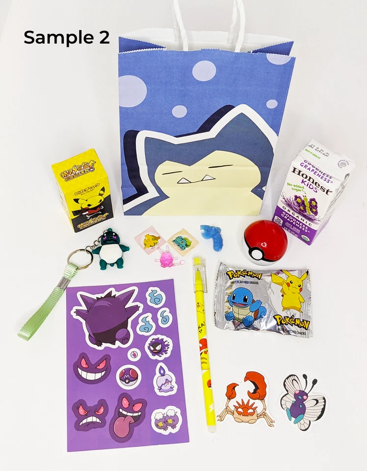 6pack Pokemon Goodie Bag Birthday Favors | Toys, Pens, Snacks, Stickers, Juice - Image 4 of 4