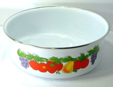 Vintage Fruit Enamel Metal Bowl Retro 6 1/4 D...