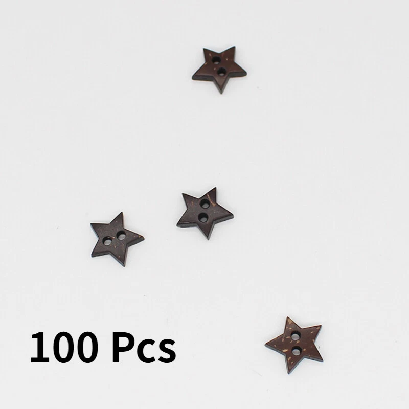 100x Coconut Shell Buttons 2-hole Five-pointed Star Sewing Crafts 15mm Kit Multi - Image 2 of 4