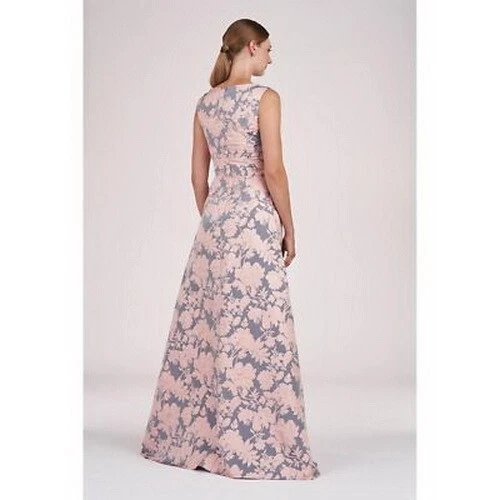 Vestido Kay Unger Rosa Gris Glenna Plisado Sin Mangas Talla 6 $428 Foto 3 de 3