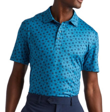 G/FORE Men's Medium Petrol Blue Skulls Tees Sketch Tech Jersey Polo MSRP 120