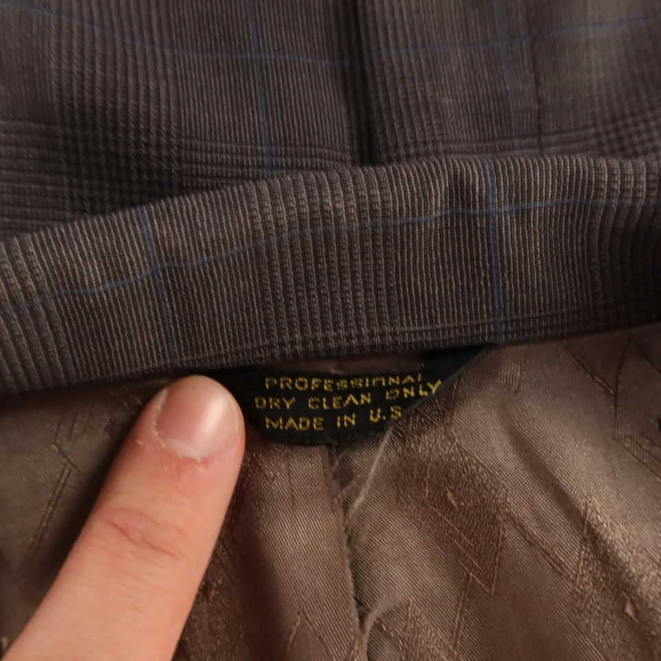 VTG Prince of Wales Check Suit XL Gray Blue Glen Plaid 100% Wool 46L 38x32 - Image 3 of 4