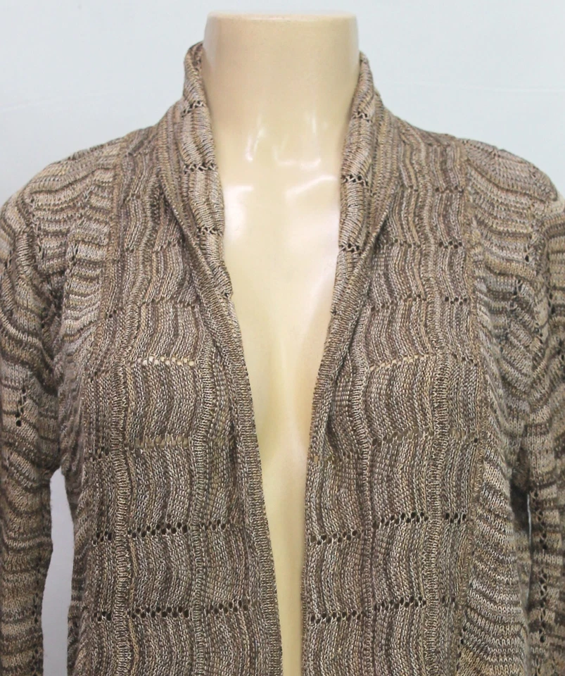 Cárdigan para mujer RQT frente abierto manga larga marrón talla pequeña PM Foto 3 de 4