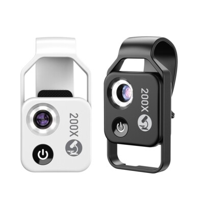 200X HD Pocket Microscope with CPL Lens Cell Phone Clip Microscope Experiment US