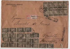 SLOVENIJA ZAGREB 11/2/1921 VERIGARI RARE MULTIPLE USE OF 5p ON REGISTERED COVER