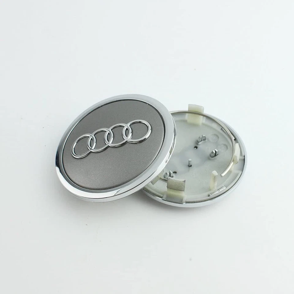 Set(4pcs) Audi 69MM Gray Chrome Wheel Rim Center Hub Caps Replacement 4B0601170A - Imagem 2 de 4