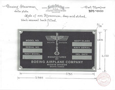 1930's Boeing Stearman Totempole Data Plate Acid Etched Aluminum 6 pads
