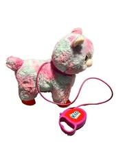 Kid Connection Plush Walking Pet Llama Pink And Blue With Attached Remote