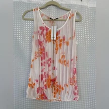 NWT NAÏF sleeveless white with flower print and necklace, size M